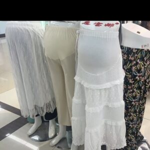Elegant Lace Maternity Skirt – White